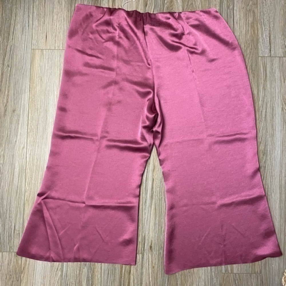 Vince Womens Magenta Satin Wide Leg Trousers High Rise Dress Pants‎ Size 22 NEW - Picture 6 of 8